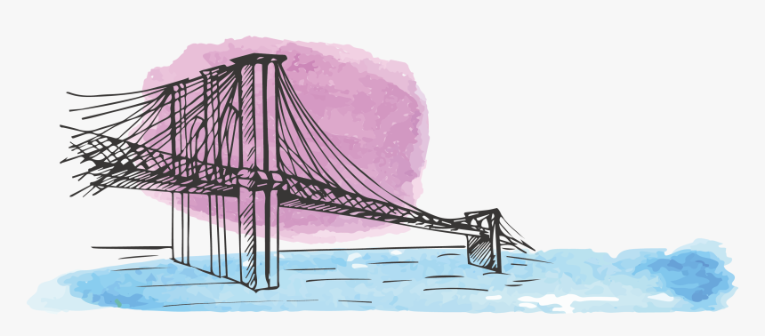 Transparent Golden Gate Bridge Silhouette Png - Watercolor Painting, Png Download