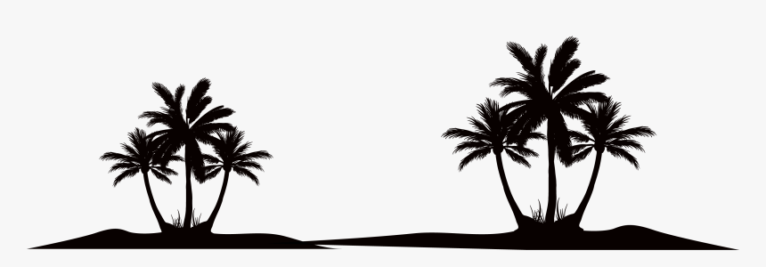 Silhouette Of Coconut Tree - Beach Vector Black And White, HD Png Download