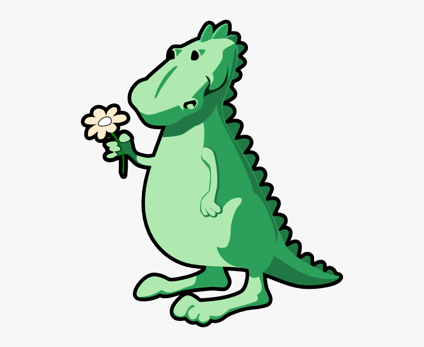 Almond - Clipart - Dinosaur With Flower, HD Png Download