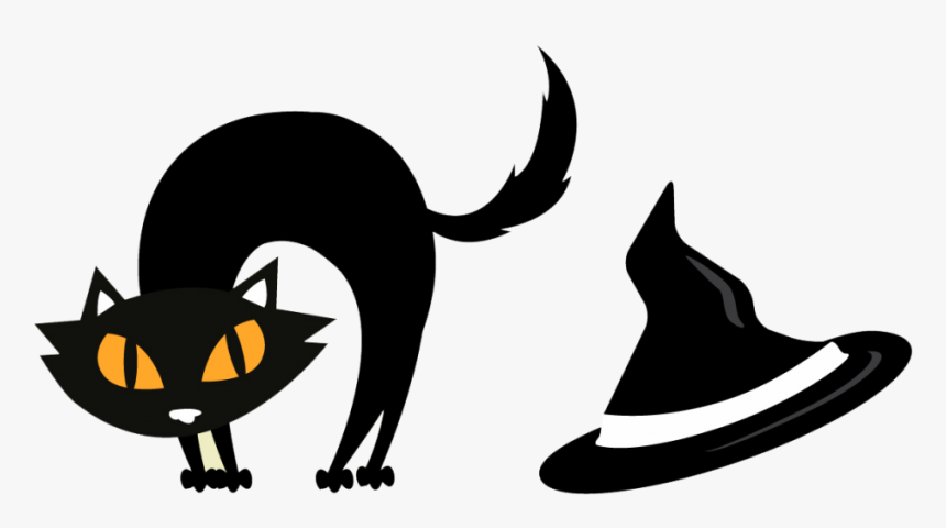 Black Cat Halloween Vector, HD Png Download