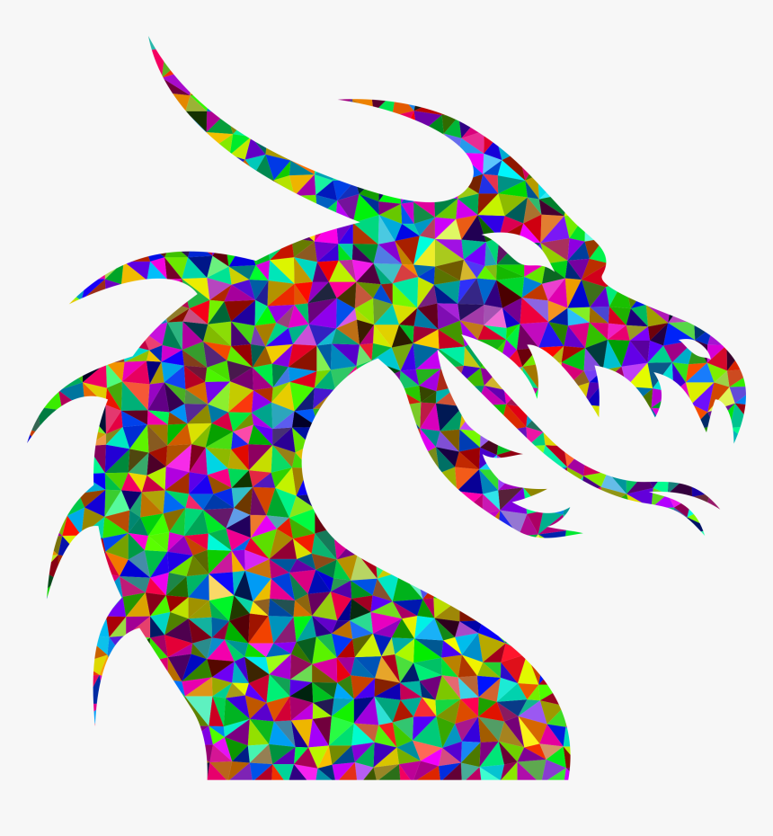 Prismatic Low Poly Dragon Clip Arts - Dragon Black And White, HD Png Download