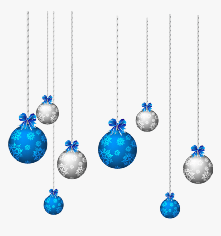 Blue And White Hanging Christmas Balls Png - Christmas Blue Ball Png, Transparent Png