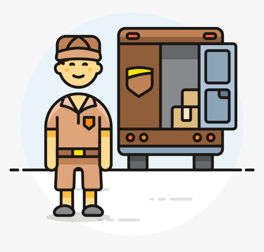 21 Mailman Truck Female Caucasian - Cartoon Mailman Transparent Background, HD Png Download