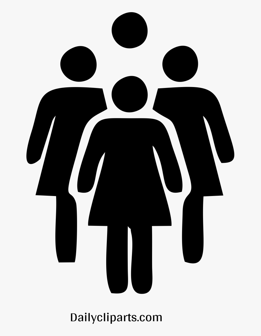 4 Females Standing Black Icon Image - Group Of Men And Group Of Women, HD Png Download