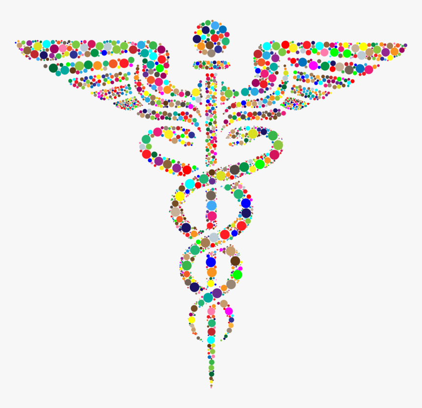 Art,symmetry,body Jewelry - Caduceus Rainbow, HD Png Download
