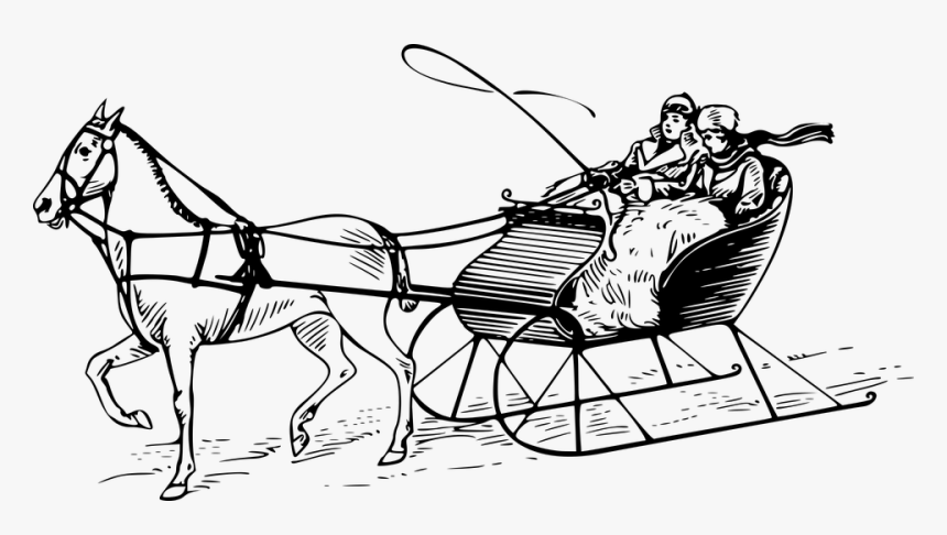 Cutter, Horse, Horse-drawn, Ice, Sled, Sleigh, Snow - Horse Drawn Snow Sleigh, HD Png Download