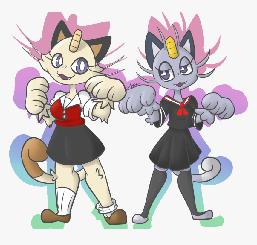 Meowth Girls - Cartoon, HD Png Download