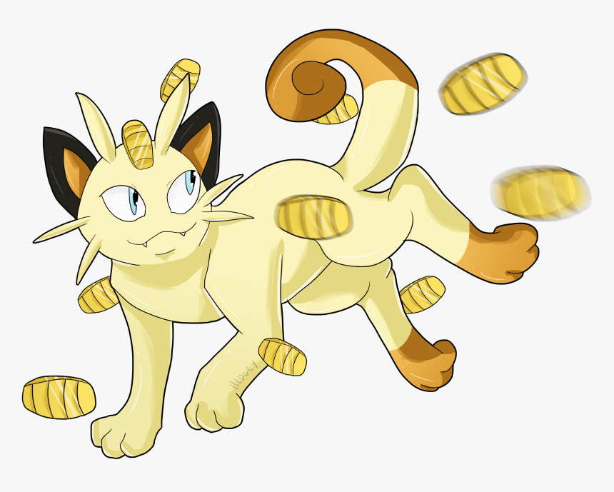 #052 Meowth Used Pay Day And Night Slash - Cartoon, HD Png Download