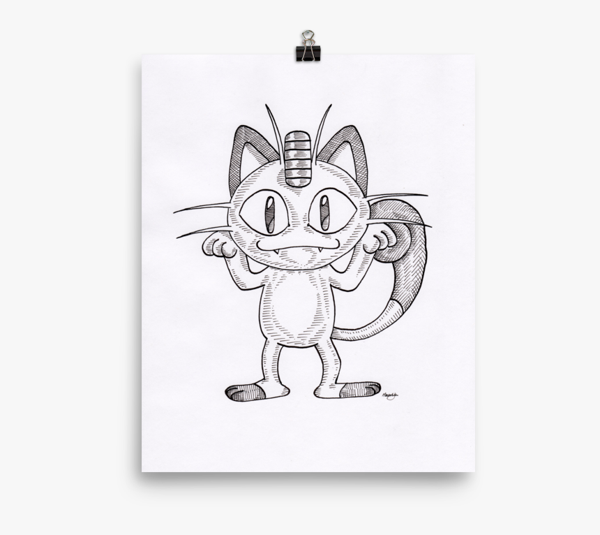 Meowth Art Print - Cartoon, HD Png Download