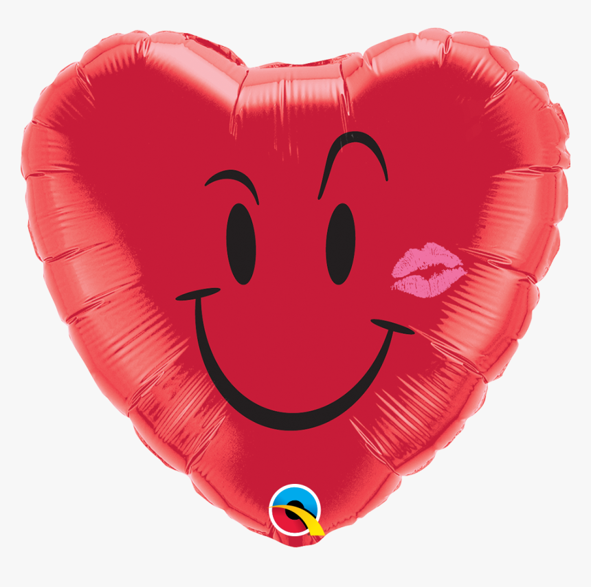 Emoji Naughty Smile & A Kiss 18 Inch Foil Balloon - Qualatex Heart Red Balloon, HD Png Download