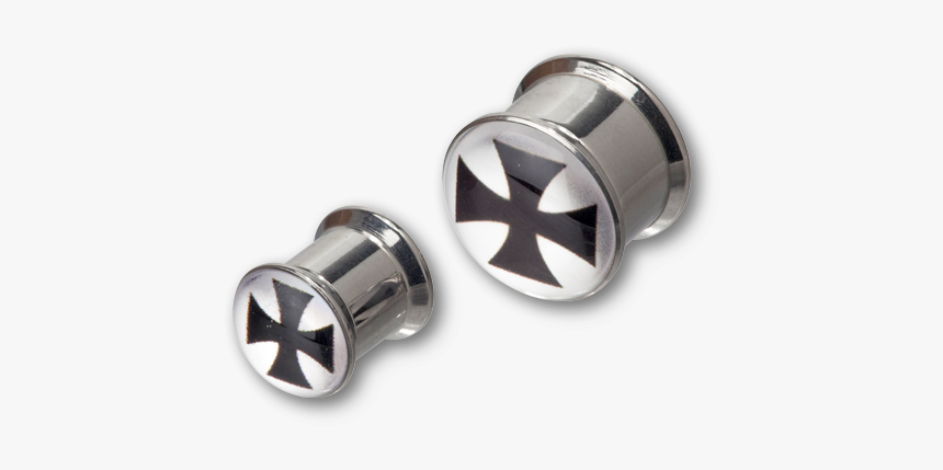 Steel Iron Cross Picture Box Plug - Earrings, HD Png Download
