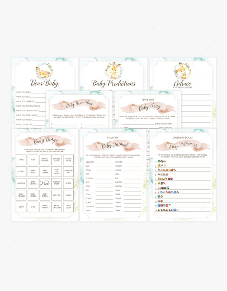 Printable Baby Shower Games Blush Pink Watercolor By, HD Png Download