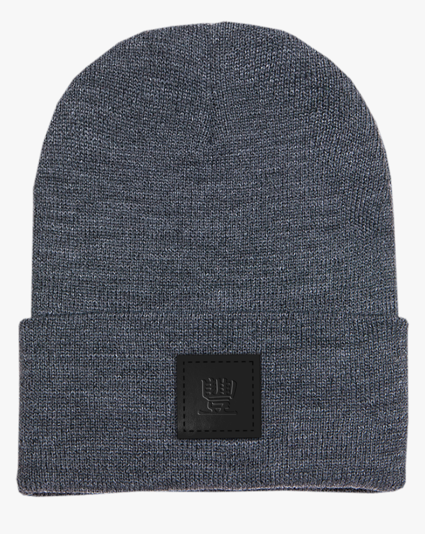 Symbol Leather Patch On Heather Grey Beanie - Beanie, HD Png Download