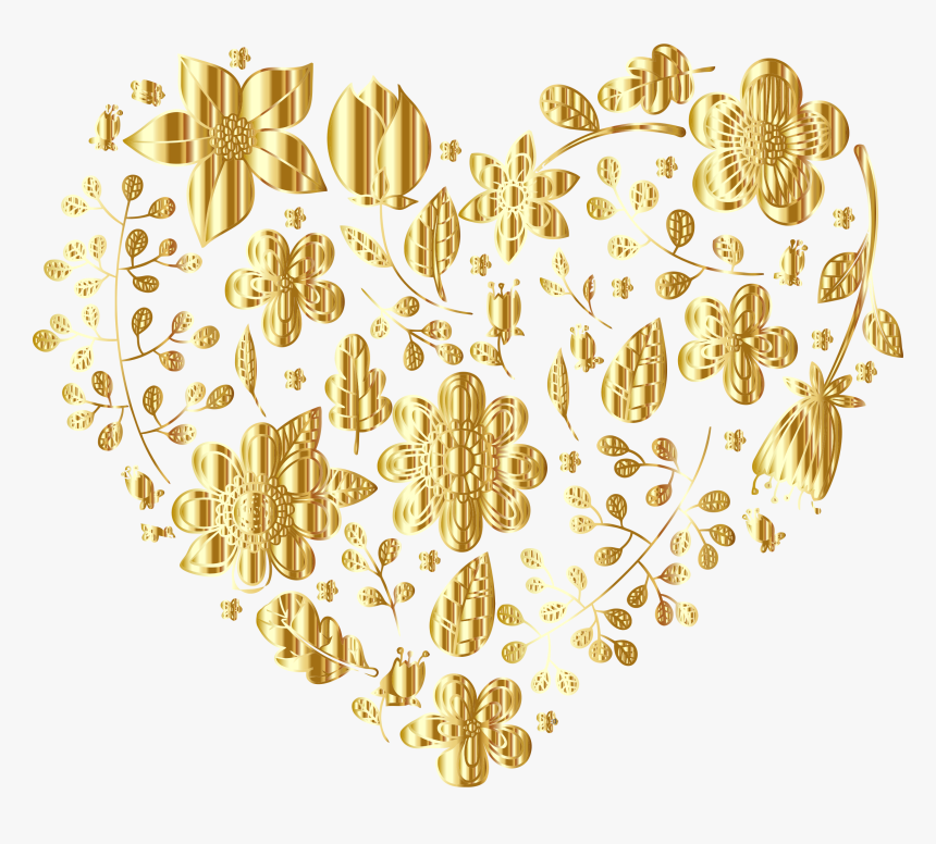 Gold Floral Heart No Background Clip Arts - Heart Of Gold Background, HD Png Download