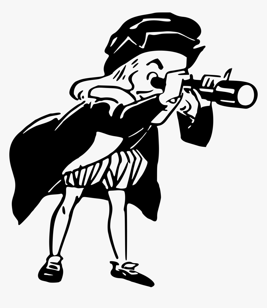 Human Behavior,musical Instrument Accessory,art - Looking At A Telescope Clipart Black And White, HD Png Download