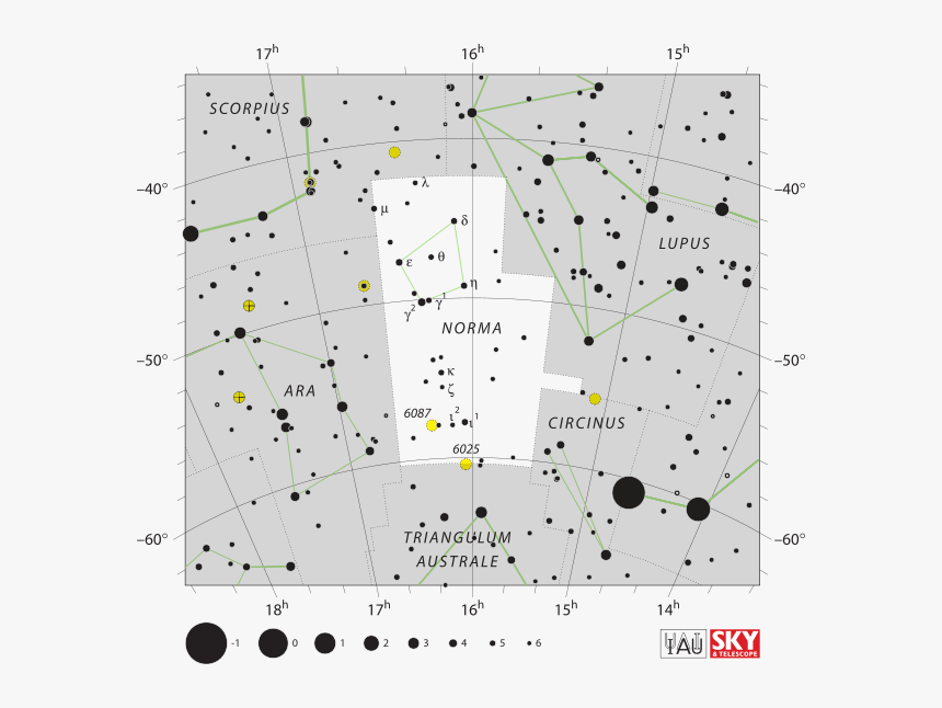 Norma Constellation With Stars Names, HD Png Download