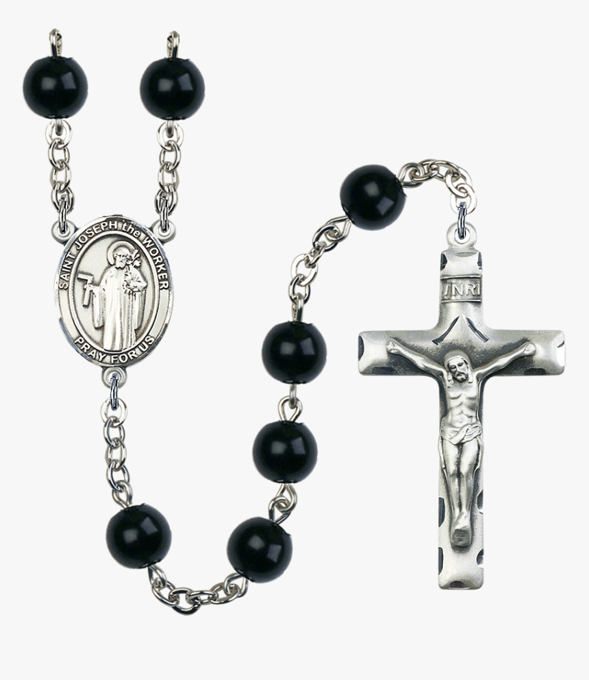 St Joseph The Worker 7mm Black Onyx Rosary By Bliss - Rosario De Santo Domingo De Guzman, HD Png Download