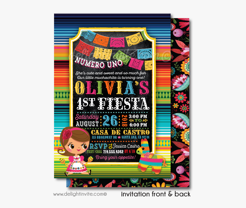 Clip Art Mexican Fiesta Invitations - Mexican Fiesta 1st Birthday Invitation, HD Png Download