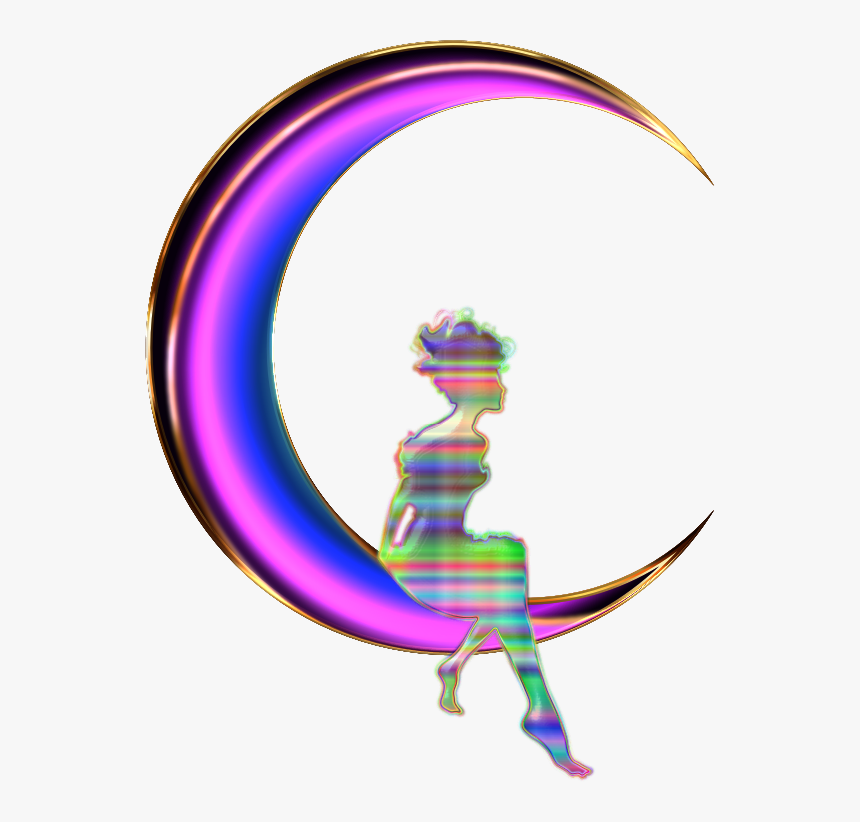 Chromatic Fairy Sitting On Crescent Moon Enhanced 2 - Fairies Clipart Images Transparent Background Png, Png Download