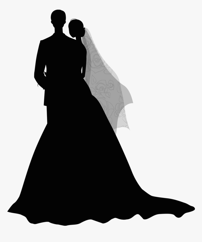 Bridegroom Woman Silhouette - رسمة عروسين, HD Png Download
