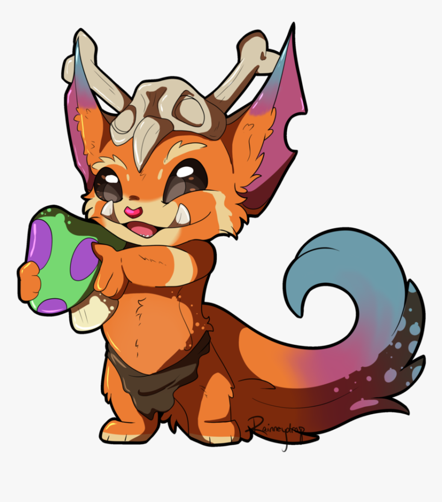 Super Gute Gnar With A Teemo Mushroom By - Ahri And Gnar League Of Legends, HD Png Download