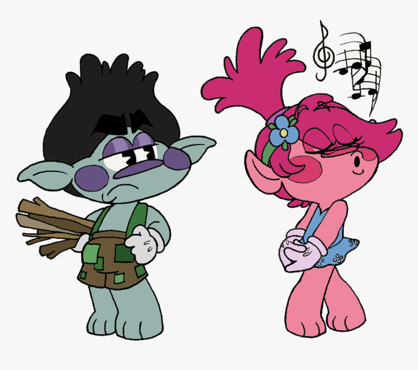 Happie Harmonies Branch And Poppy Sticker - Cartoon, HD Png Download