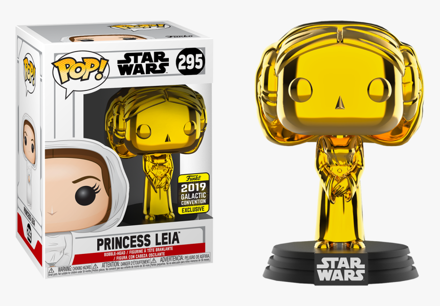 Princess Leia Gold Chrome 2019 Galactic Convention - Golden Princess Leia Funko Pop, HD Png Download