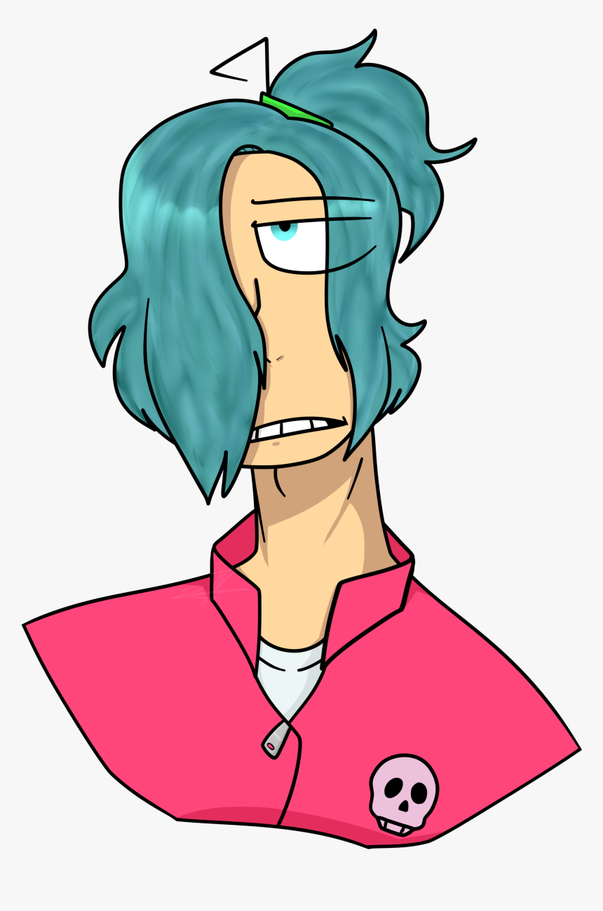 Biker But I Gave Him A Ponytail - Cartoon, HD Png Download