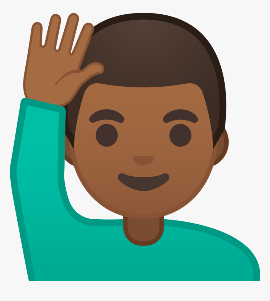 Man Raising Hand Medium Dark Skin Tone Icon - Man Raising Hand Icon, HD Png Download