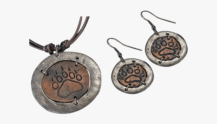 Antiqued Bear Claw Jewelry Set - Locket, HD Png Download