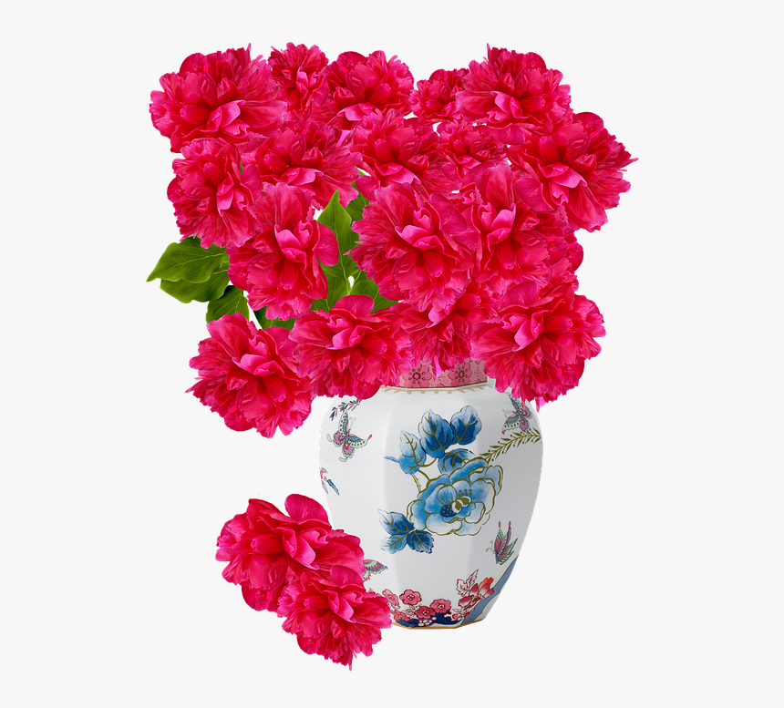 Vase, Porcelain, Flower Vases, Peonies, Red, HD Png Download