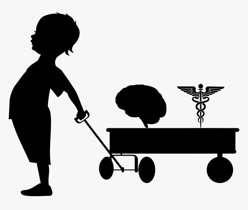 Boy Pulling Wagon Silhouette, HD Png Download