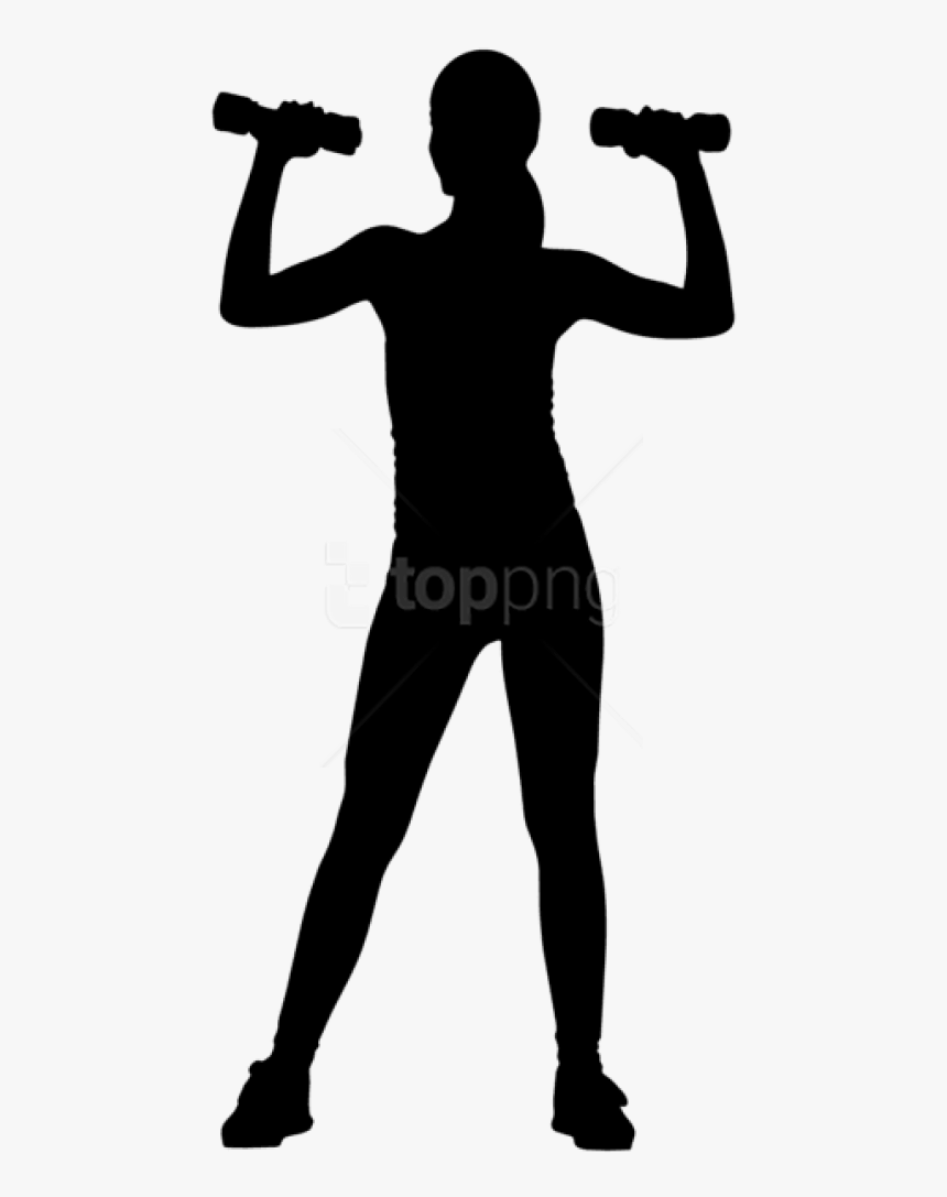 Fitness Silhouette Png - Girl With Weights Silhouette, Transparent Png