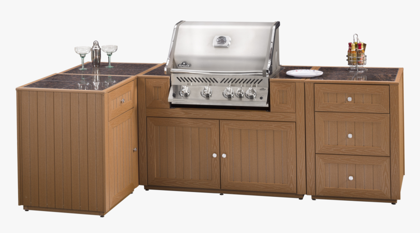 Outdoor Kitchen With Inset Grill And Storage - Outdoor Kitchen Png, Transparent Png