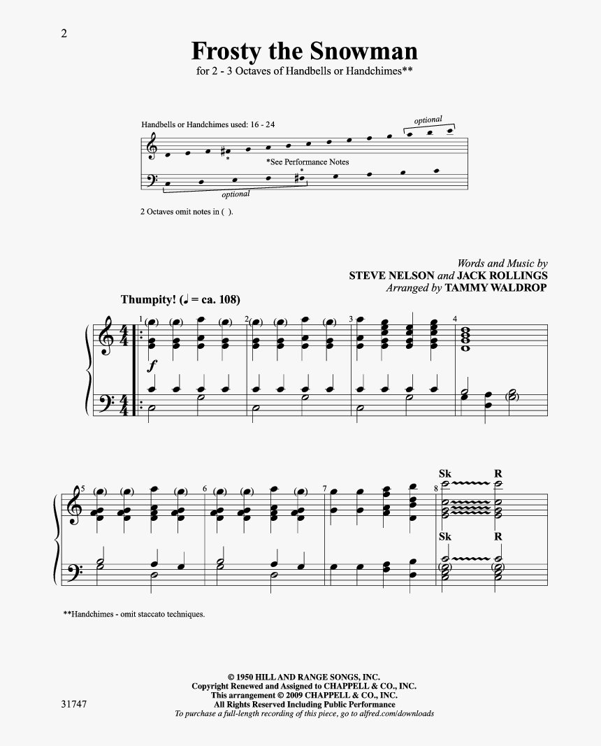 Frosty The Snowman Thumbnail - Sheet Music, HD Png Download