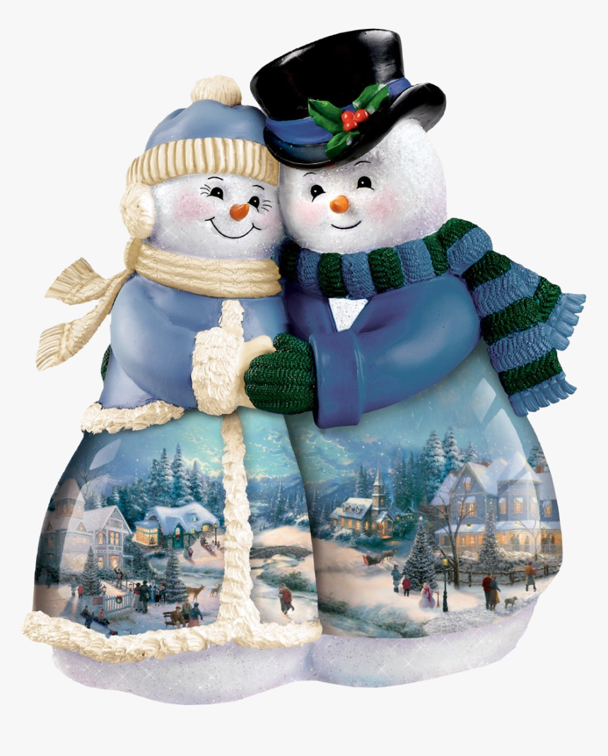 Thomas Kinkade Couple Snowman, HD Png Download