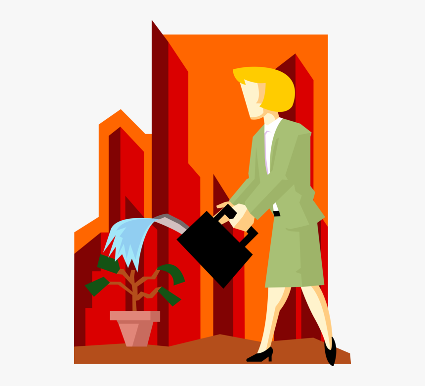 Vector Illustration Of Businesswoman Waters Corporate - Illustration, HD Png Download