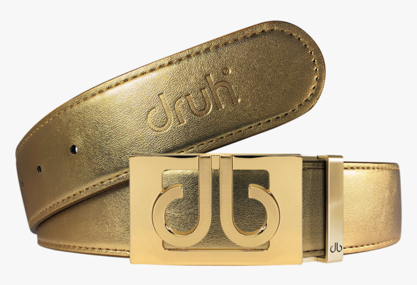 Gold Plain Leather Texture Belt With Buckle - Belt, HD Png Download