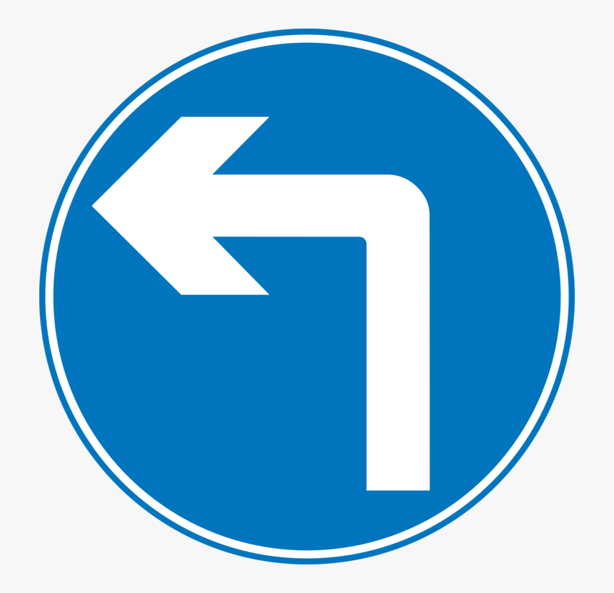 Blue,organization,angle - Sign Means Turn Left Ahead, HD Png Download