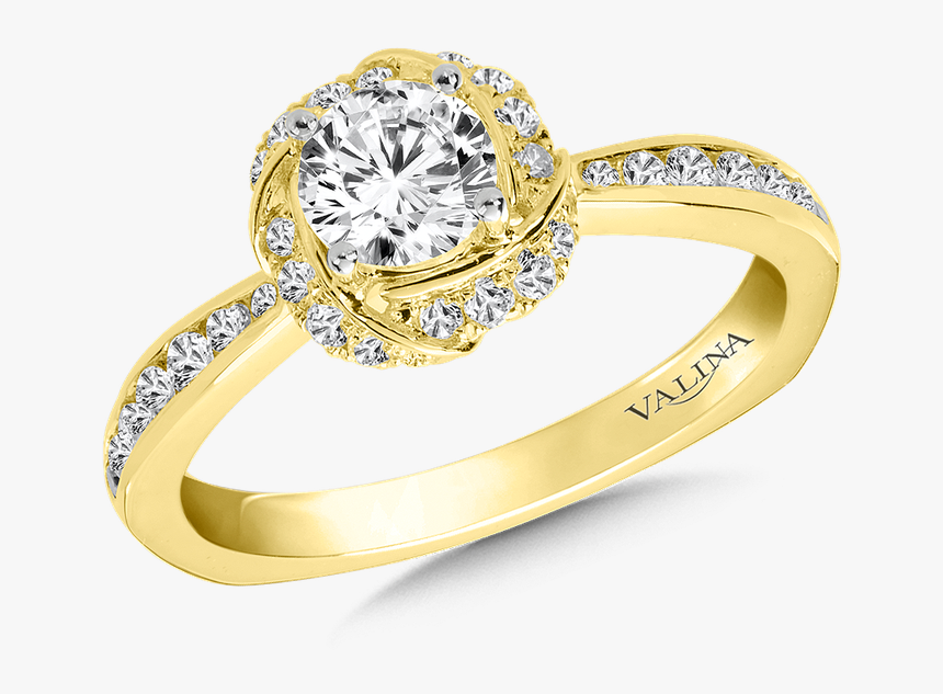 Valina Halo Engagement Ring Mounting In 14k Yellow - Pre-engagement Ring, HD Png Download