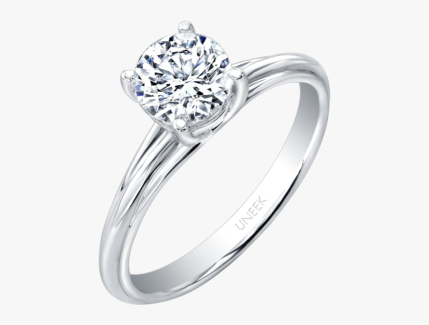 Uneek Classic Round Diamond Solitaire Engagement Ring - 2 Ring Diamond Solitaire, HD Png Download
