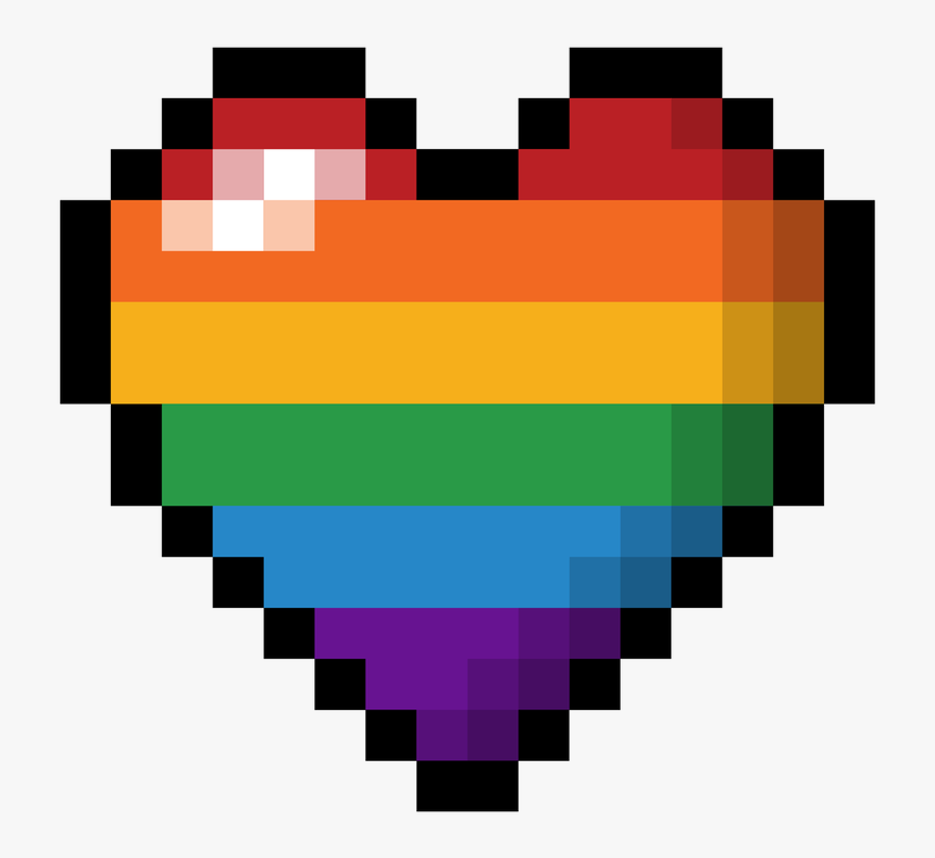 Large Heart Made Of Pixels In The Colors Of The Lgbt - 8 Bit Heart Png, Transparent Png