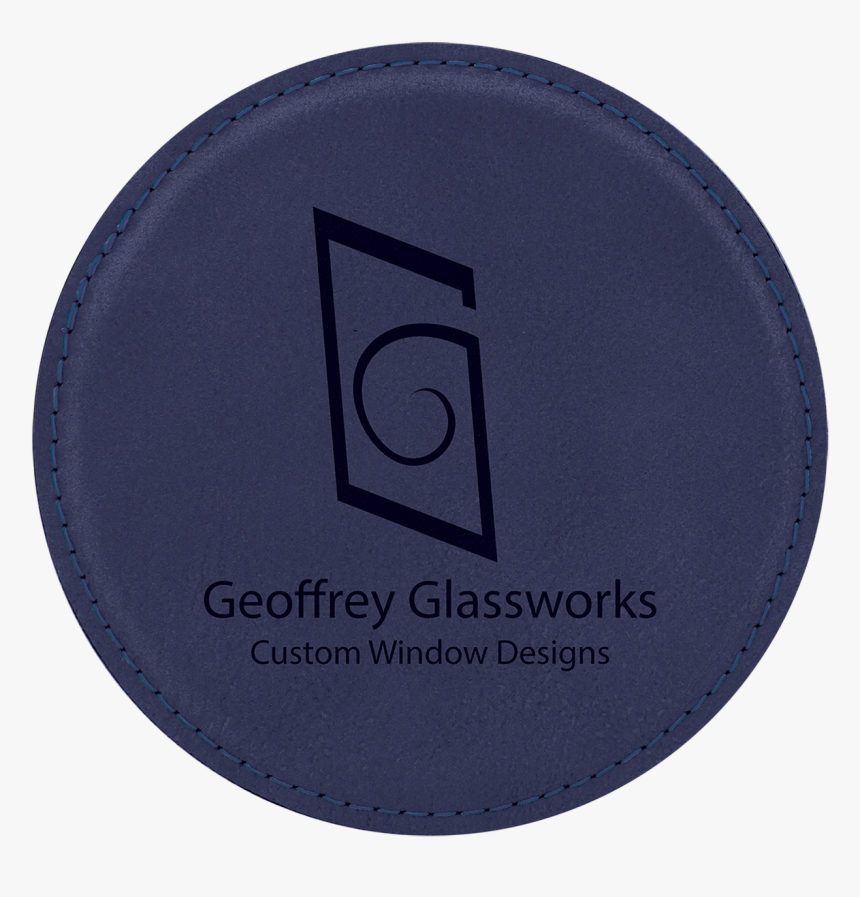 Blue Leatherette Round Coaster With Custom Laser Engraving - Circle, HD Png Download