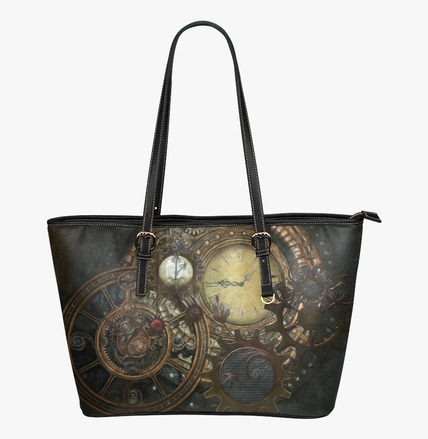 Painting Steampunk Clocks And Gears Leather Tote Bag/large - Tote Bag, HD Png Download