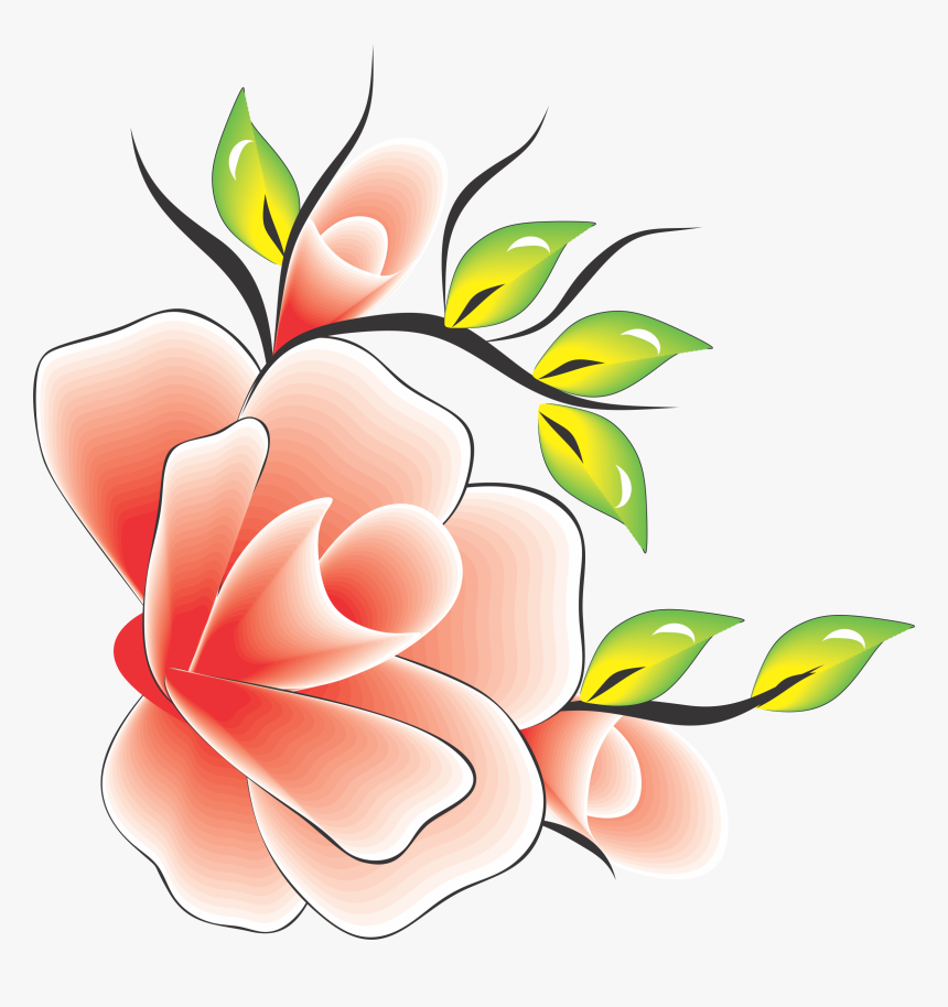 Flor Rosa Com Amarelo - Flores Para Adesivo, HD Png Download