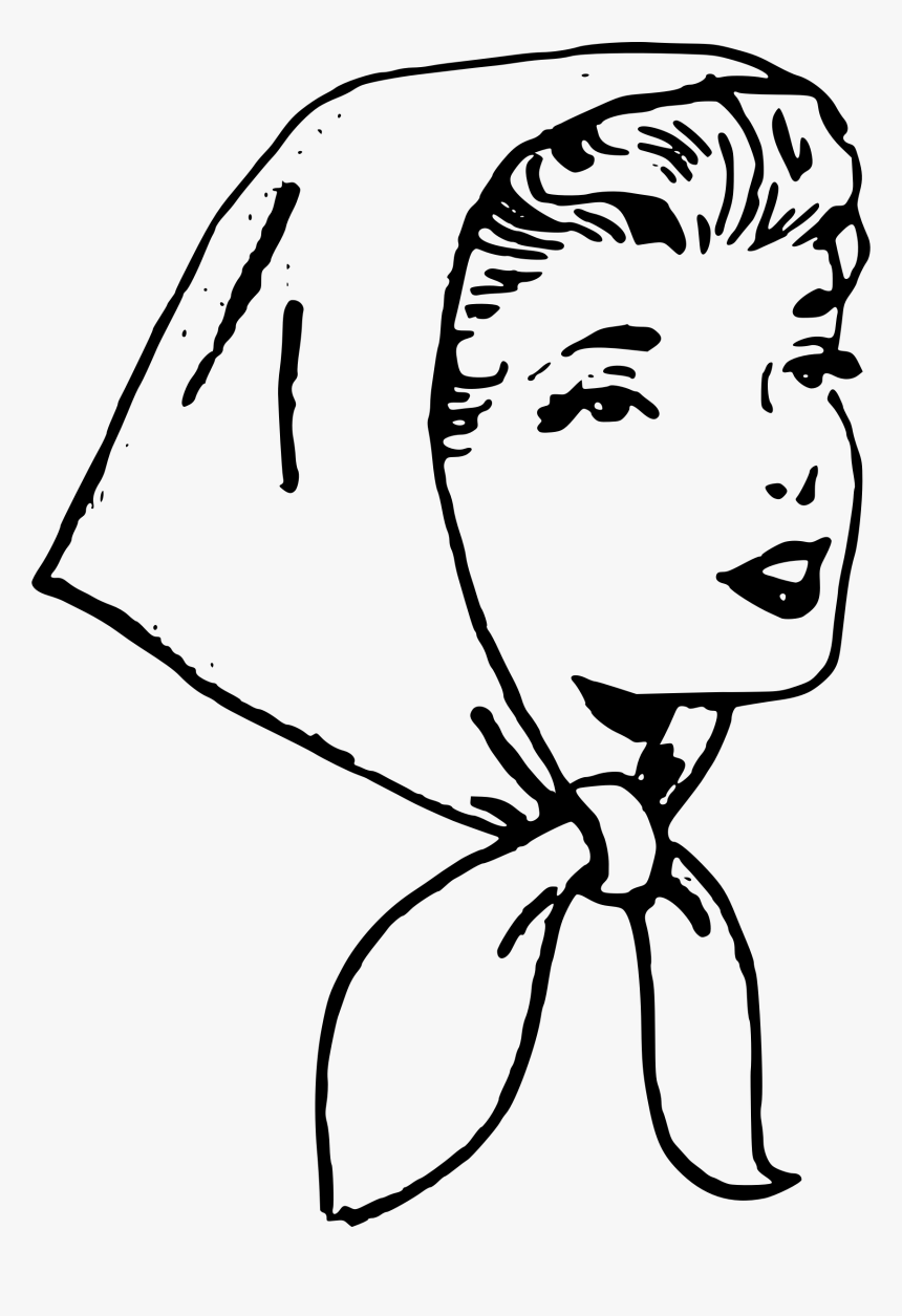 Headscarf Clipart Black And White, HD Png Download