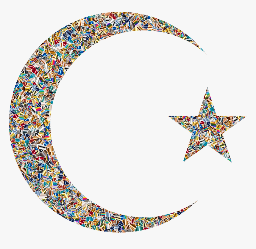 Psychedelic Tiled Crescent Moon And Star Icons Png - Crescent Moon And Star Png, Transparent Png