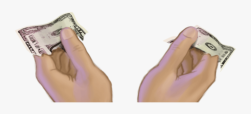 Two Hands Sharing A Half Dollar Representing Overwork - Cash, HD Png Download