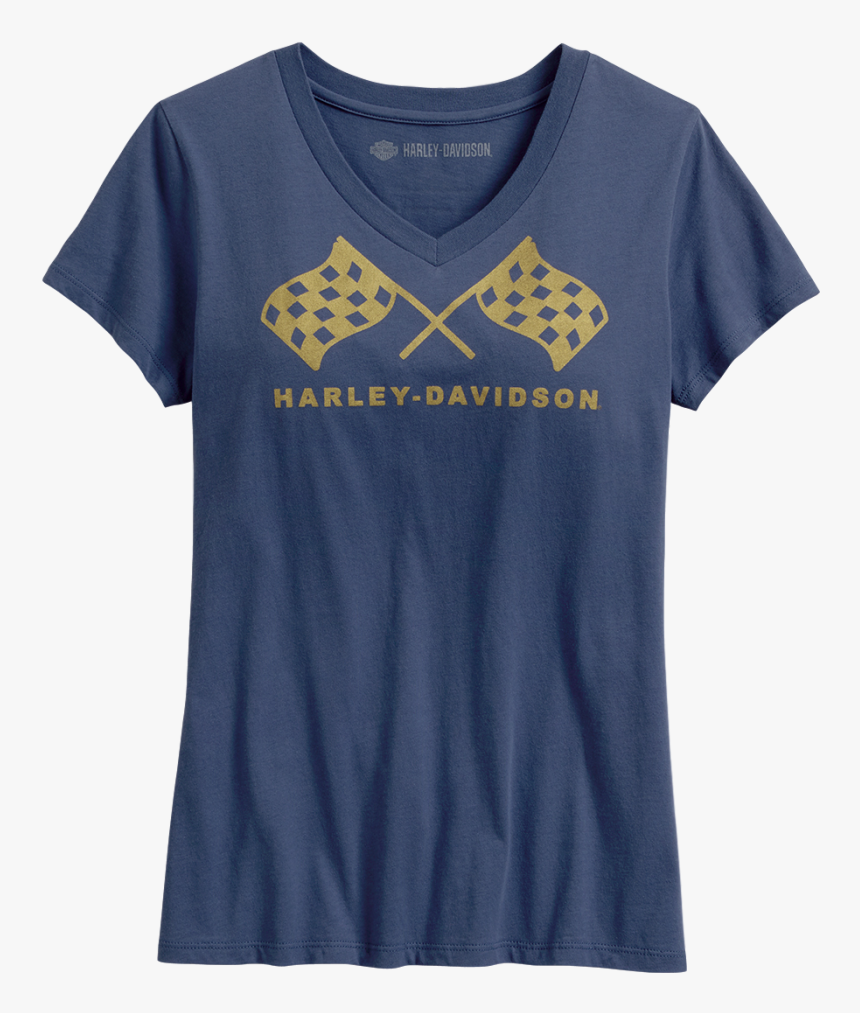 Women S Retro Race Flag V-neck Tee, HD Png Download