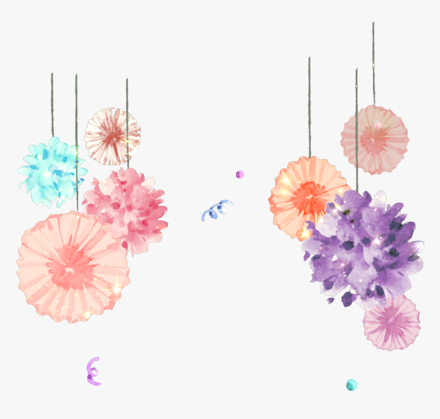 Glitter Border Borders Hanging Flower - Watercolor Flower Decoration Png, Transparent Png